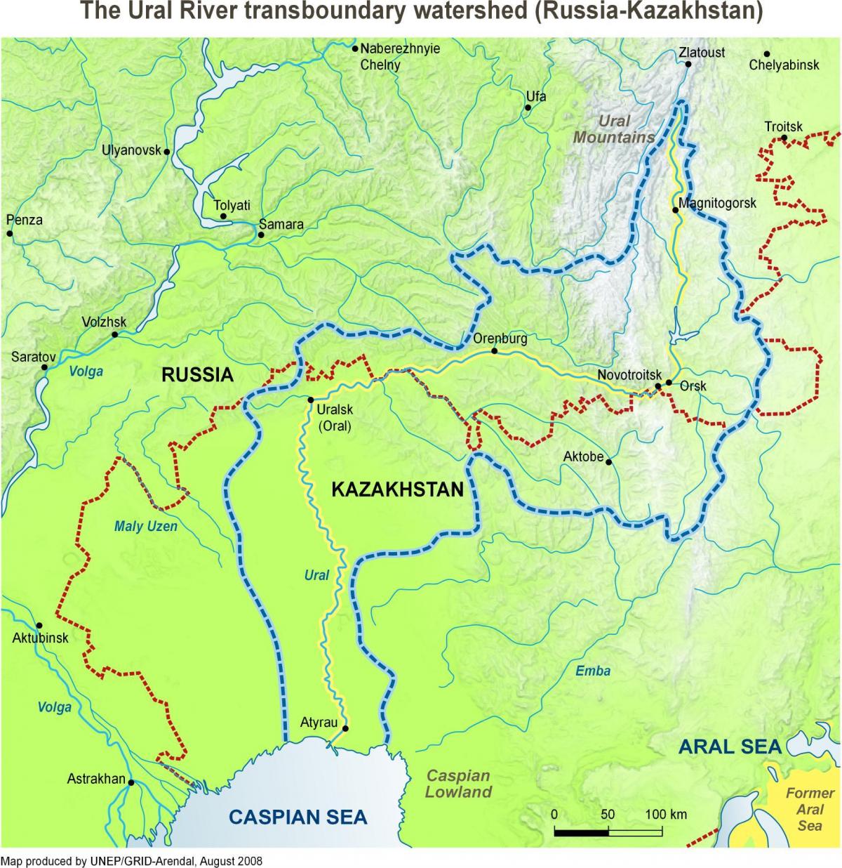 ramani ya Kazakhstan mto