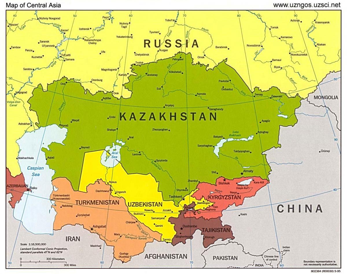 ramani ya Kazakhstan ramani asia