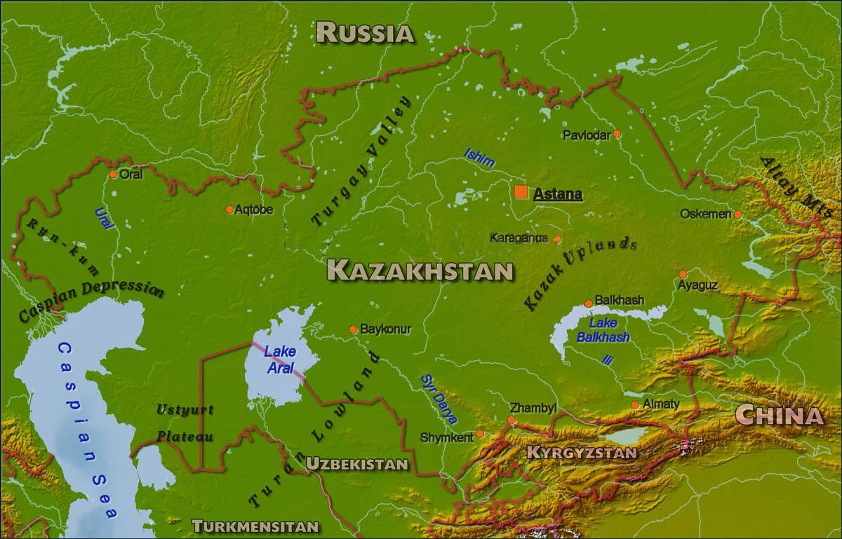 ramani ya Kazakhstan kimwili